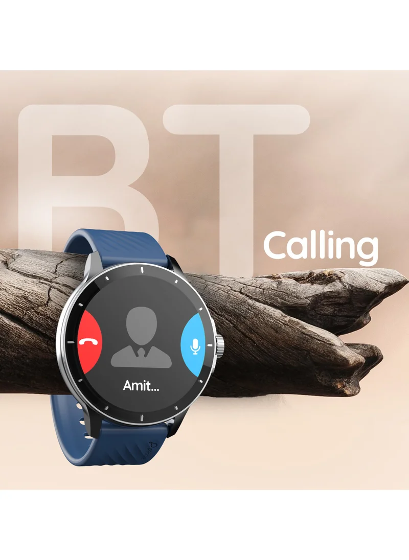 Pebble Polar 1.52" HD Round Display Smartwatch, Quick Notification, Compatible for Android & iOS, BT Calling, SpO2, Heart Rate and Sleep Monitoring, Multi Watch Faces, AI Voice Assistant, Winter Blue