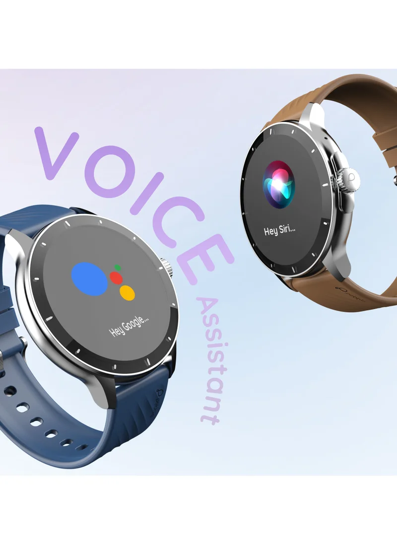 Pebble Polar 1.52" HD Round Display Smartwatch, Quick Notification, Compatible for Android & iOS, BT Calling, SpO2, Heart Rate and Sleep Monitoring, Multi Watch Faces, AI Voice Assistant, Winter Blue