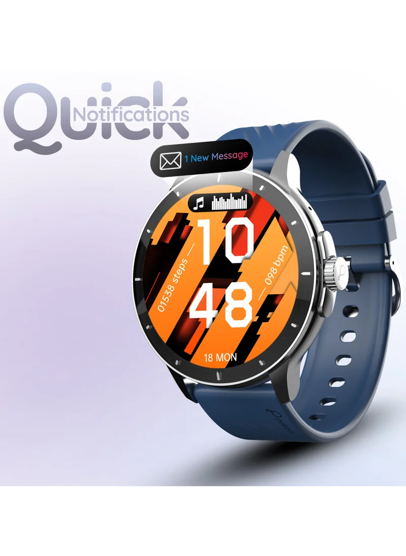 Pebble Polar 1.52" HD Round Display Smartwatch, Quick Notification, Compatible for Android & iOS, BT Calling, SpO2, Heart Rate and Sleep Monitoring, Multi Watch Faces, AI Voice Assistant, Winter Blue