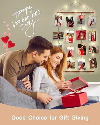 SF SOONEAT Picture Frames Collage Wall Decor Picture Board for Photos Polariod Display with 30 Clips and Adjustable Strings 15FT String Light Artwork Hanging Multiple Pictures Hangers 158L X 276W - Image 3