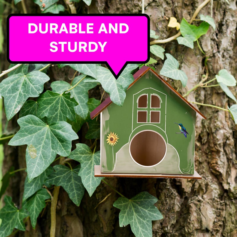 Neliblu 12 Wooden Birdhouses Kit, DIY Birdhouses for Kids and Adults, Painting Kit Party Favor with Color Paint, Brushes, Stickers, and Twine, Easy Assembly Wood Craft Sets in 3 Unique Shapes - Image 4