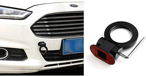 AUTO MT Black Round Car Tow Hook Universal Decorative Racing Style Trailer Sticker Rear Strap Towing Belt Car Bumper (ONLY Decoration) (Black Round Dummy Hook.) - Image 2