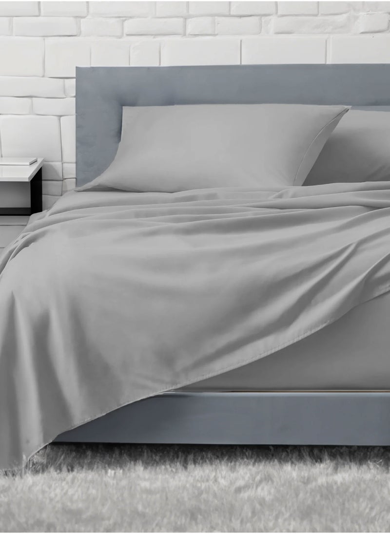 DrSleeep 3-Piece Fitted Sheet + 2 pillow case 100% Viscose Derived from Bamboo Super King Light Grey - Image 1