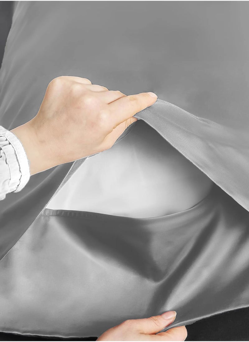 DrSleeep 3-Piece Fitted Sheet + 2 pillow case 100% Viscose Derived from Bamboo Super King Light Grey - Image 4