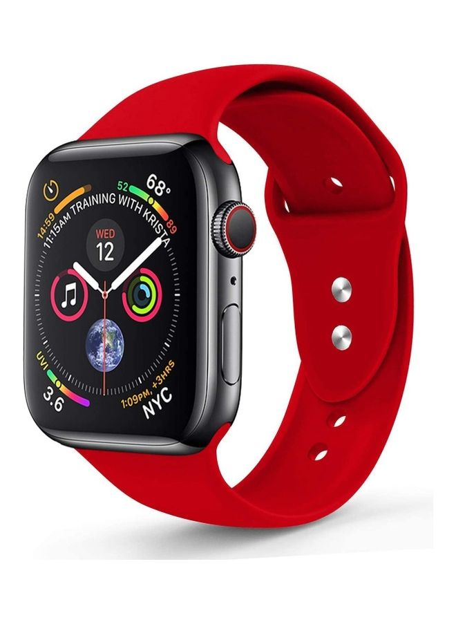 NIBEMINENT Replacement Silicone Strap For Apple Smartwatch 38-40mm Red  - Image 1