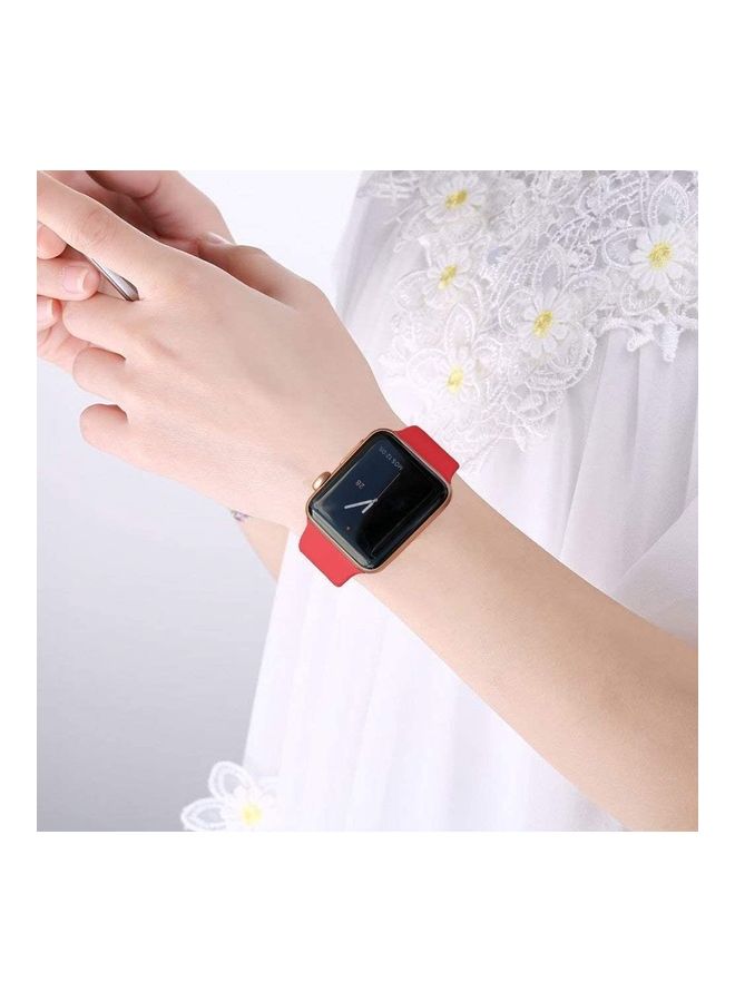 NIBEMINENT Replacement Silicone Strap For Apple Smartwatch 38-40mm Red  - Image 2