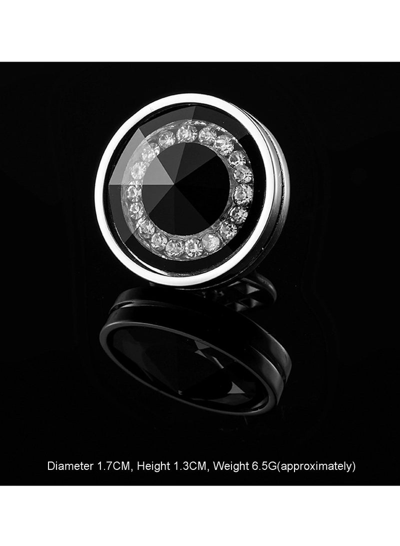 Black Round Crystal Pin Brooch, Shiny Crystal Pin Brooch for Women Men Children, Circle Lapel Pins Shirt Collar Brooch Buckle Lapel Pins Badge Suit Clip Accessory for Clothing Bags Jackets Shirts.  - Image 2