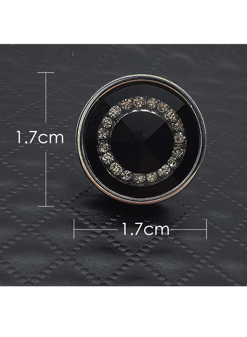 Black Round Crystal Pin Brooch, Shiny Crystal Pin Brooch for Women Men Children, Circle Lapel Pins Shirt Collar Brooch Buckle Lapel Pins Badge Suit Clip Accessory for Clothing Bags Jackets Shirts.  - Image 3