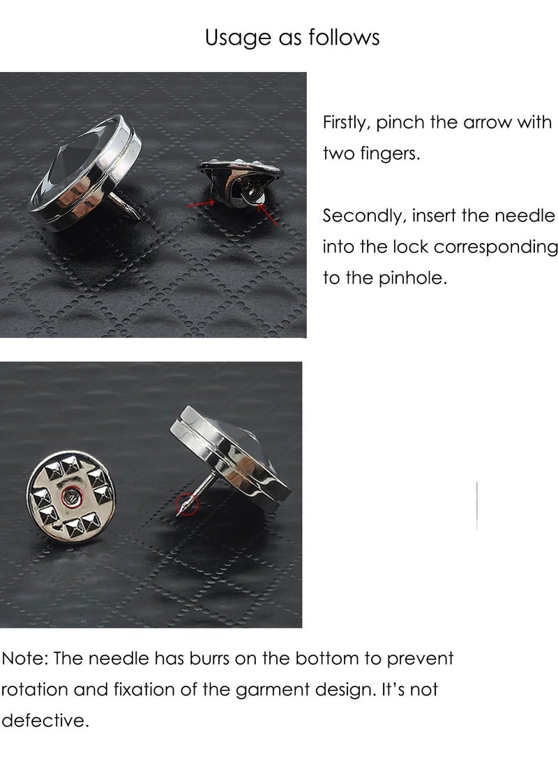 DB Innov. Brooch, Black Round Crystal Pin Brooch, Shiny Crystal Pin Brooch for Women Men Children, Circle Lapel Pins Shirt Collar Brooch Buckle Lapel Pins Badge Suit Clip Accessory for Clothing Bags Jackets Shirts. - Image 4