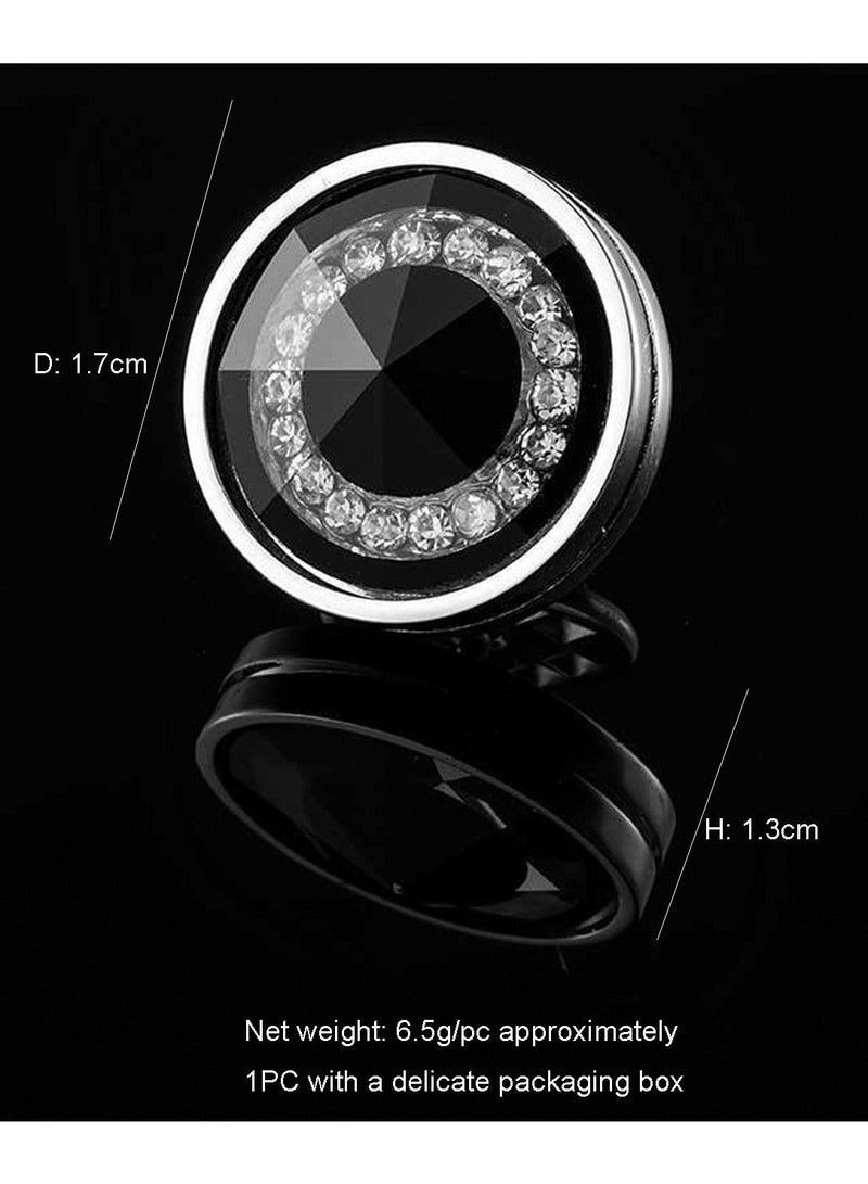 DB Innov. Brooch, Black Round Crystal Pin Brooch, Shiny Crystal Pin Brooch for Women Men Children, Circle Lapel Pins Shirt Collar Brooch Buckle Lapel Pins Badge Suit Clip Accessory for Clothing Bags Jackets Shirts. - Image 3