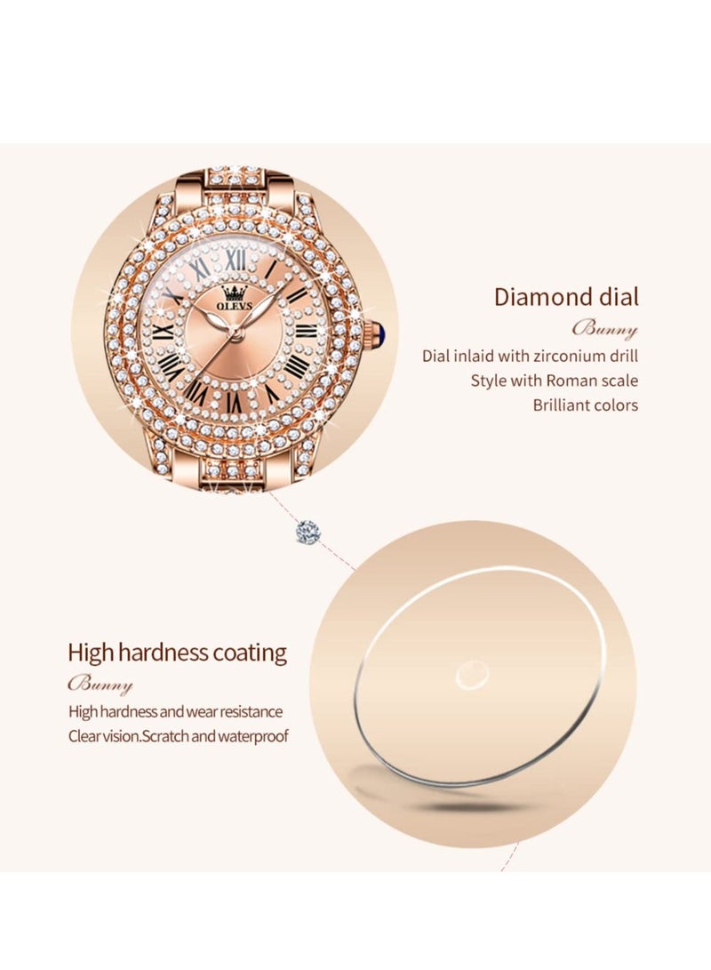 OLEVS Rose Gold Japanese Quartz Women's Waterproof Stainless Steel Watch 9943 - Image 5