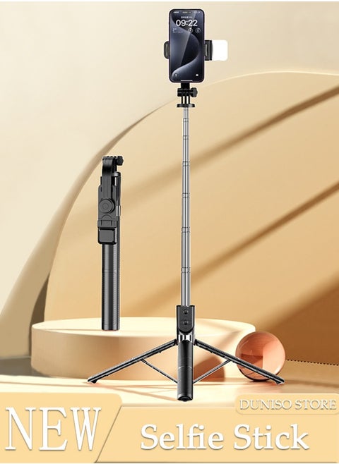 Selfie Stick, All-in-1 Extendable Cell Phone Tripod Stand,360° Rotate Phone Tripod with Wireless Remote Shutter and Fill Light,Group Selfies/Live Streaming/Video Recording Compatible with All Phones