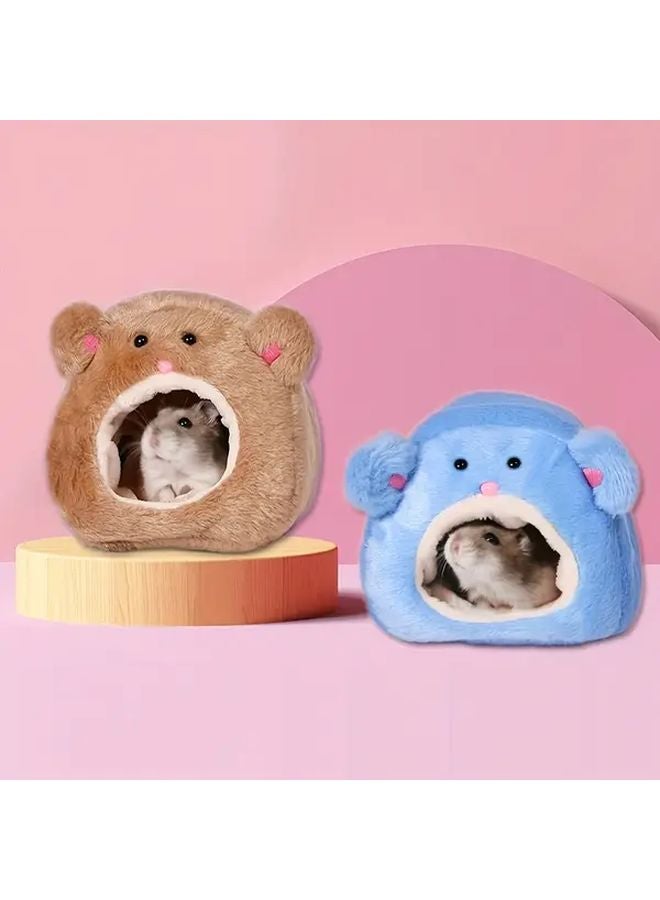 2Pcs Random Color Hamster House Bear Shaped Cozy Nest Small Animal Cage Pet Supplies - Image 1