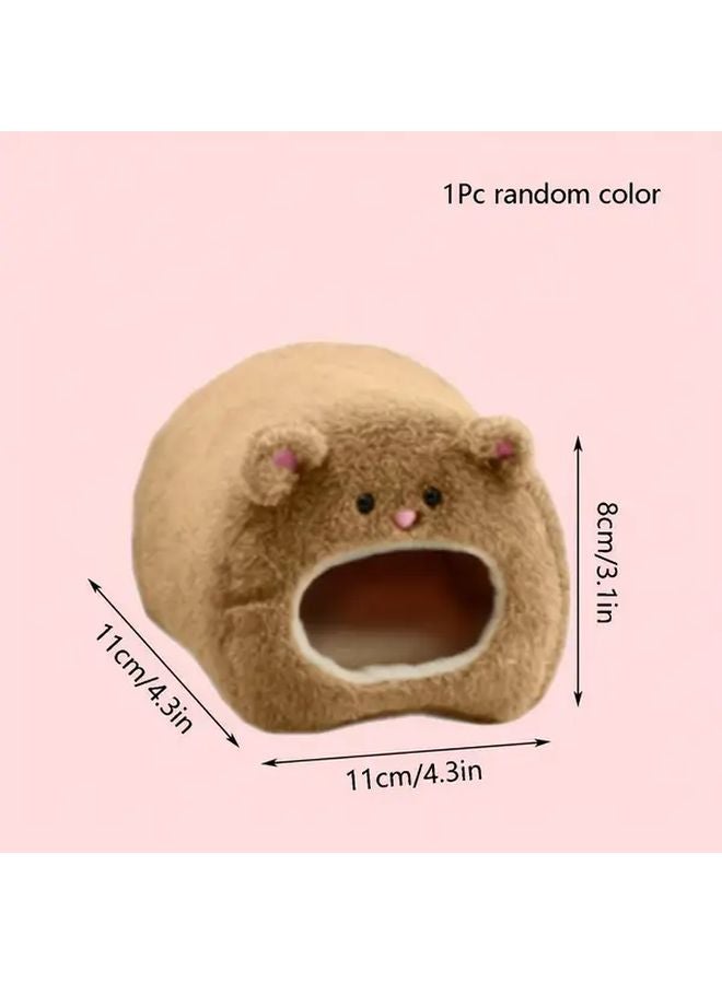 2Pcs Random Color Hamster House Bear Shaped Cozy Nest Small Animal Cage Pet Supplies - Image 2