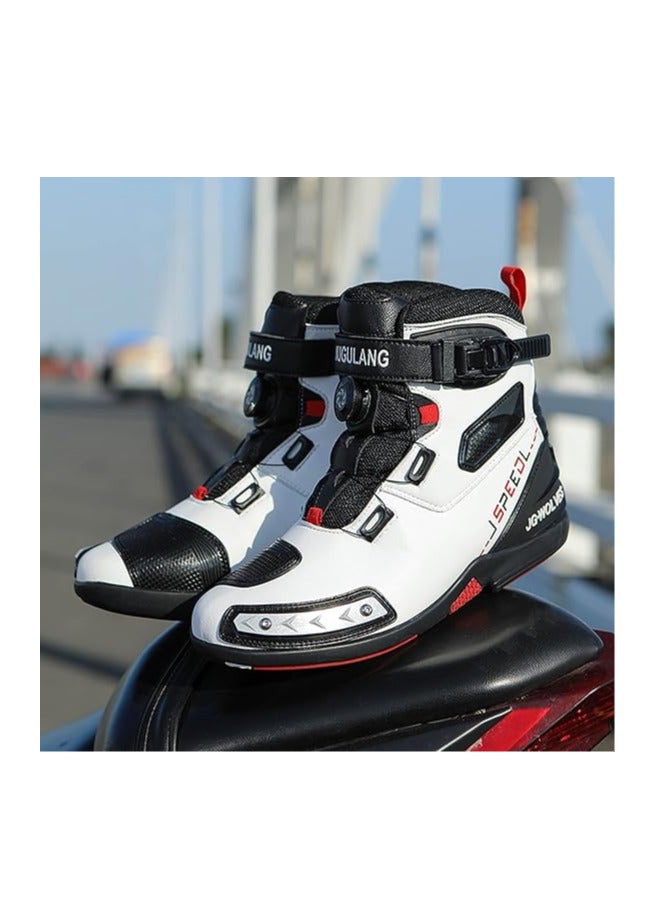 Verci White New High-top Motorbike Shoes Warm Windproof Four Seasons Traction Riding Shoes Motorbike Equipment (40 EUR) - Image 1