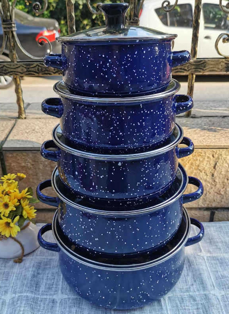 Sharpdo 5-Piece Kitchen Soup Pot Enamel Pot Stew Pot Set, Gas Induction Cooker Available 16/18/20/22/24CM