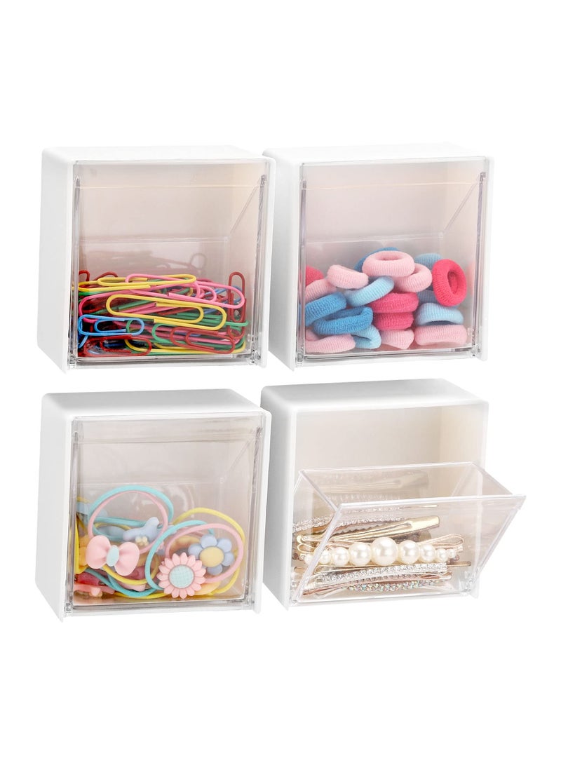 SYOSI 4PCS Cotton Pads Holder Dispenser, Cotton Rounds Jar Container Bathroom Accessories Organizer Vanity Storage Solutions Clear for Cotton Ball, Floss, Hairpin, Rubber Band, Clip(3.35in x1.8in x3.35in) - Image 1