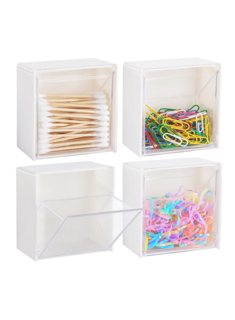 SYOSI 4PCS Cotton Pads Holder Dispenser, Cotton Rounds Jar Container Bathroom Accessories Organizer Vanity Storage Solutions Clear for Cotton Ball, Floss, Hairpin, Rubber Band, Clip(3.35in x1.8in x3.35in) - Image 4