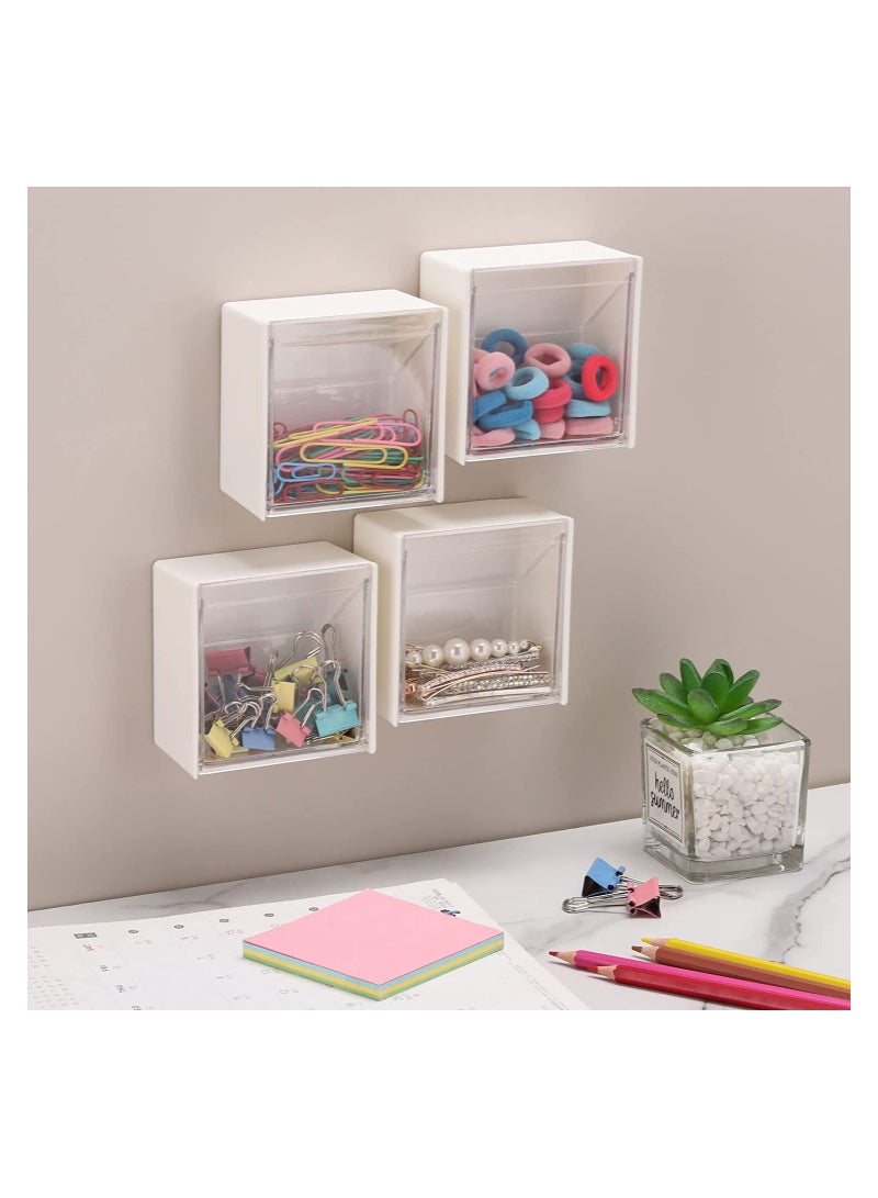 SYOSI 4PCS Cotton Pads Holder Dispenser, Cotton Rounds Jar Container Bathroom Accessories Organizer Vanity Storage Solutions Clear for Cotton Ball, Floss, Hairpin, Rubber Band, Clip(3.35in x1.8in x3.35in) - Image 2