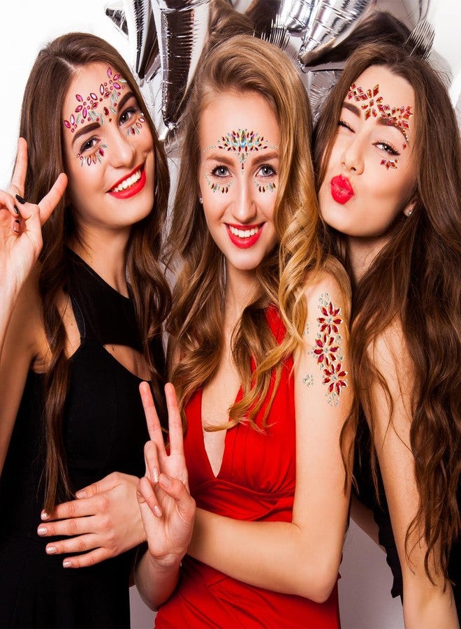 Allruyee 12 Sets Face Jewels Gems Mermaid Glitter Rhinestone Crystal Stickers Waterproof Eyes Temporary Tattoos for Party, Rave Festival, Carnival, Holiday Costumes, Accessories - Image 3