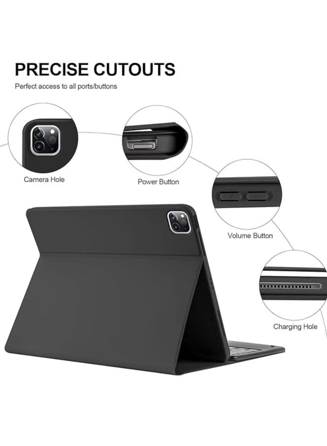 erorex Touch Case with Keyboard for Xiaomi Pad 6 / Pad 6 Pro (11", 2023) Arabic and English - Multi-Touch Trackpad Detachable Wireless Tablet Keyboard Case with Pencil Holder for Mi pad 6/ Mi pad 6 Pro Black - Image 3