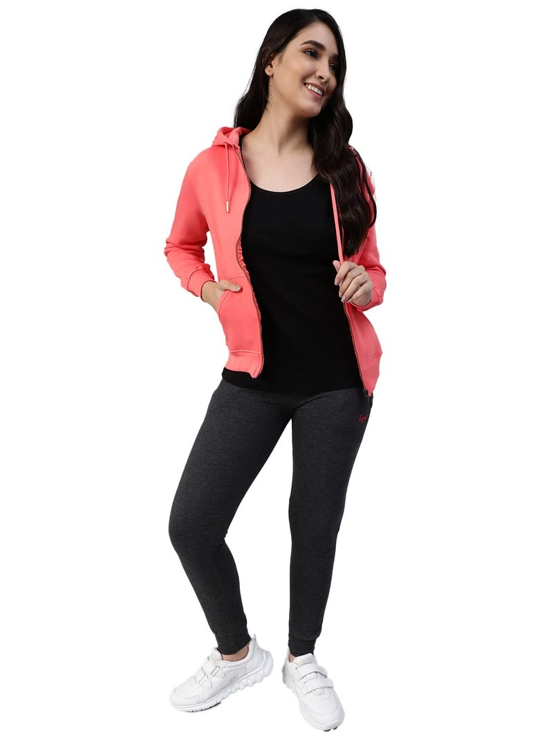 Lyra Women Zipper Hooded Sweatshirt Pink - Image 1