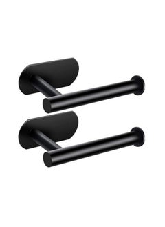 2 Pack Black Stainless Steel Toilet Paper Holder Wall Mount Self Adhesive Bathroom Paper Towel Roll Holder For Home And Kitchen