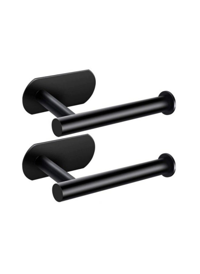 MIXDE - 2 Pack Black Stainless Steel Toilet Paper Holder Wall Mount Self Adhesive Bathroom Paper Towel Roll Holder For Home And Kitchen - Image 1