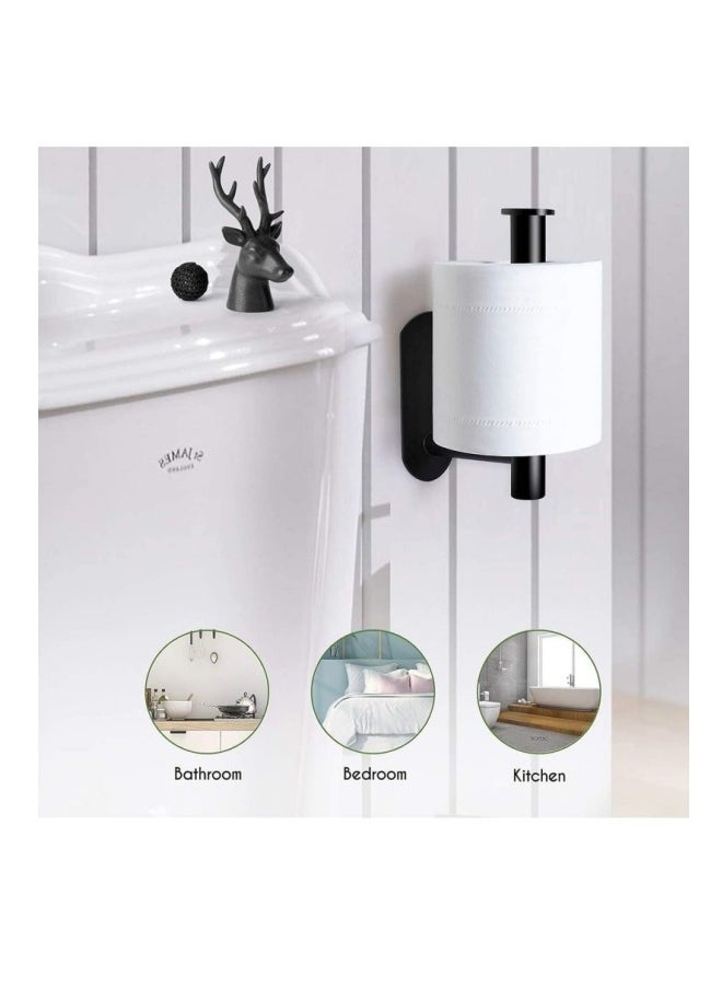 MIXDE - 2 Pack Black Stainless Steel Toilet Paper Holder Wall Mount Self Adhesive Bathroom Paper Towel Roll Holder For Home And Kitchen - Image 1