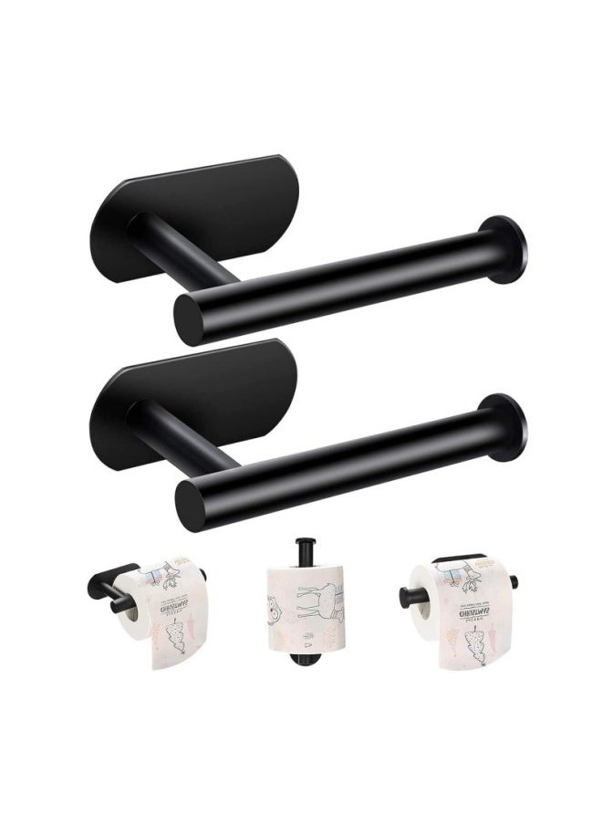 MIXDE - 2 Pack Black Stainless Steel Toilet Paper Holder Wall Mount Self Adhesive Bathroom Paper Towel Roll Holder For Home And Kitchen - Image 1
