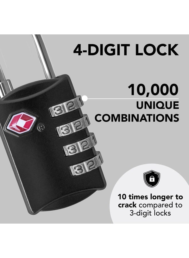 desired tools 4 Digit Combination Steel Tsa Luggage Lock - Black - Image 2