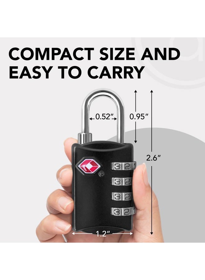 desired tools 4 Digit Combination Steel Tsa Luggage Lock - Black - Image 5