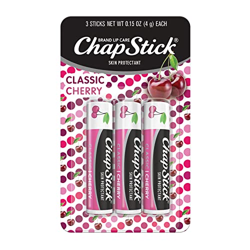 ChapStick Classic Skin Protectant Flavored Lip Balm Tube, Cherry Flavor, 0.15 Ounce (Pack of 3) - Image 1