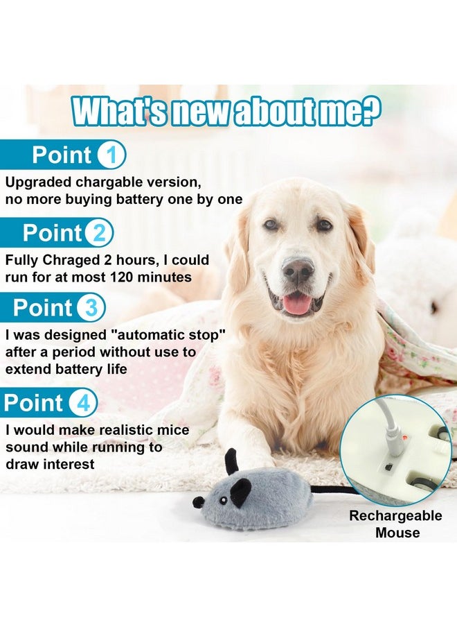 Mity Rain - Interactive Dog Toys, Fake Mouse Moving Dog Toy With Automatic Sensor, Dog Mouse Toy With Realistic Sound & Extended Tail, Automatic Dog Toy For Cats Dogs Pet, Squeaky Dog Toys - Image 1