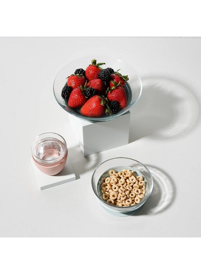 BEABA 3-Piece Duralex Glass Meal Set with Silicone Suction, Toddler Plate and Baby Bowls with Suction, Non Slip Kids Dinnerware Set, 2.5x Stronger than Regular Glass, Eucalyptus - Image 4