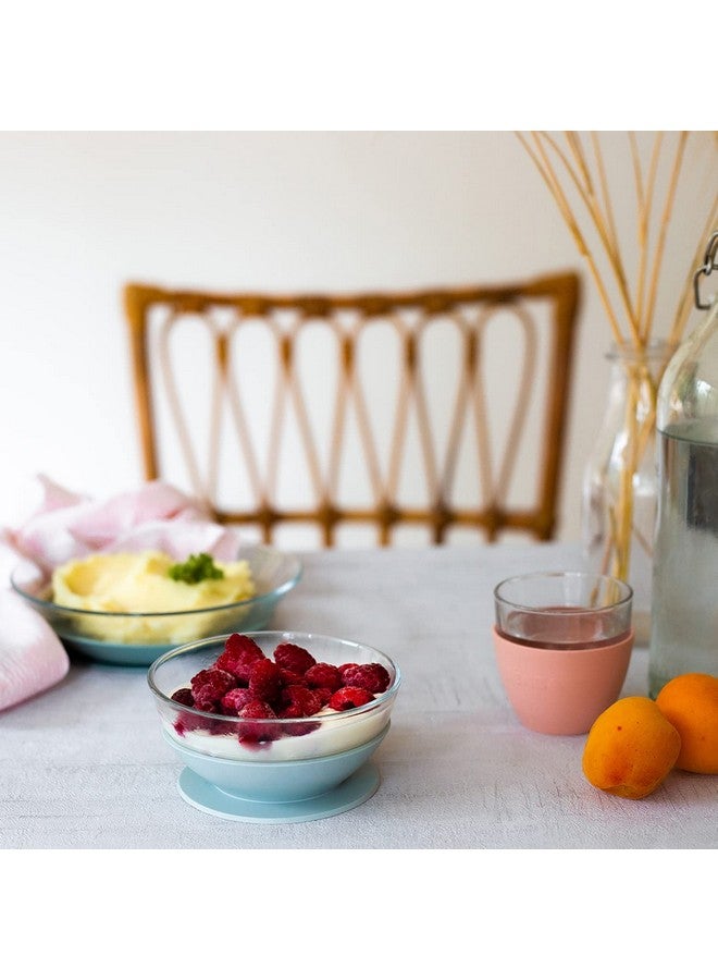 BEABA 3-Piece Duralex Glass Meal Set with Silicone Suction, Toddler Plate and Baby Bowls with Suction, Non Slip Kids Dinnerware Set, 2.5x Stronger than Regular Glass, Eucalyptus - Image 3