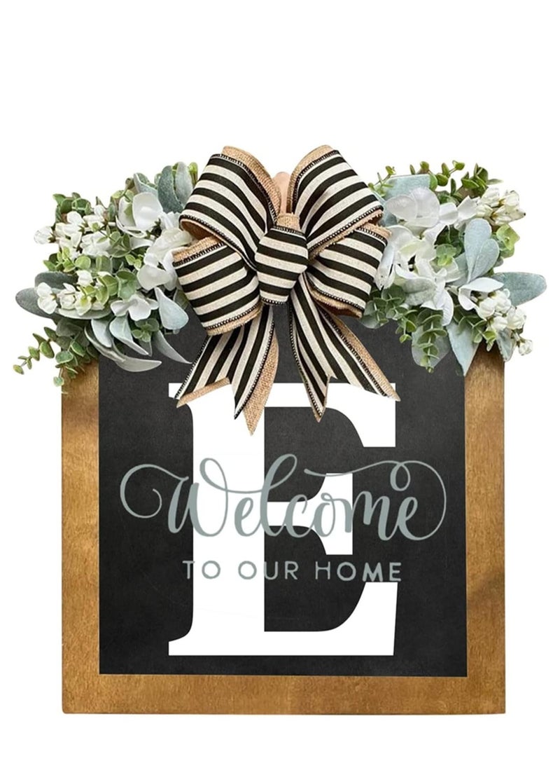 Y&D - Welcome Sign Creative Bowknot Letter Wreath In Front Of The Door Outdoor Decoration Props For The Courtyard 35x35CM - Image 1