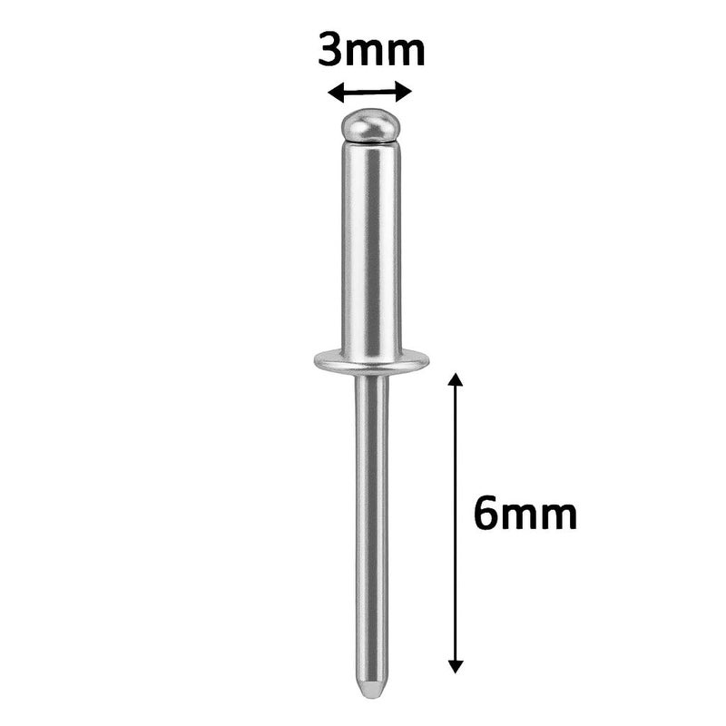 Strong Aluminum Rivets – 3mm x 6mm (100pcs)