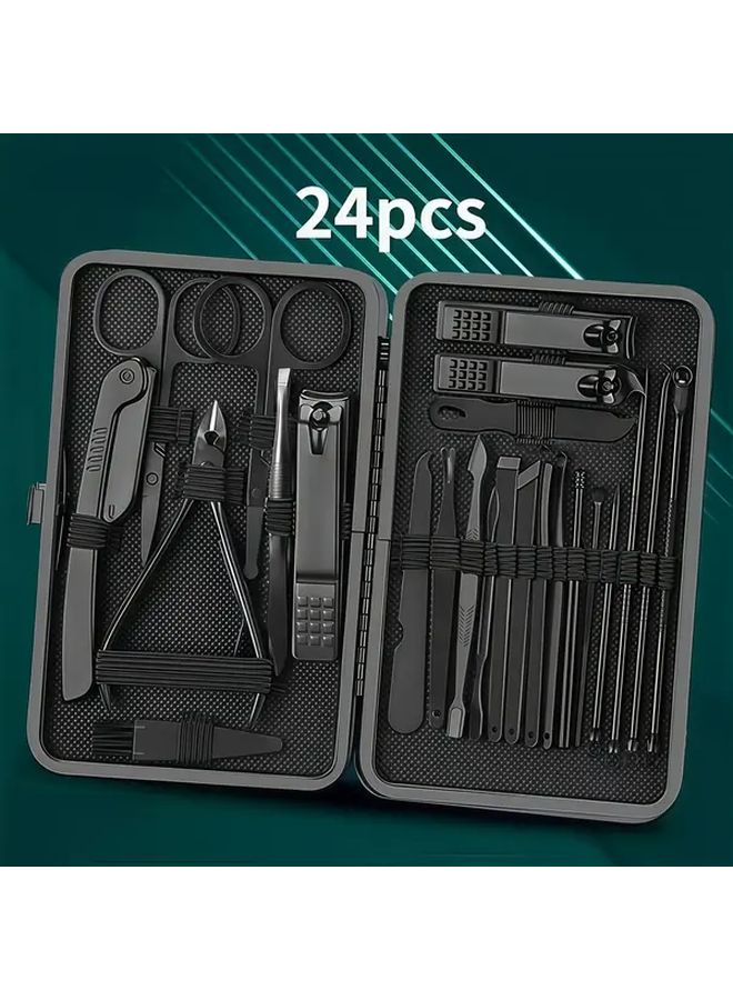 بلاك ووريور 24 قطعة مجموعة مقص أظافر من الفولاذ المقاوم للصدأ مع صندوق تخزين للسفر - Image 1