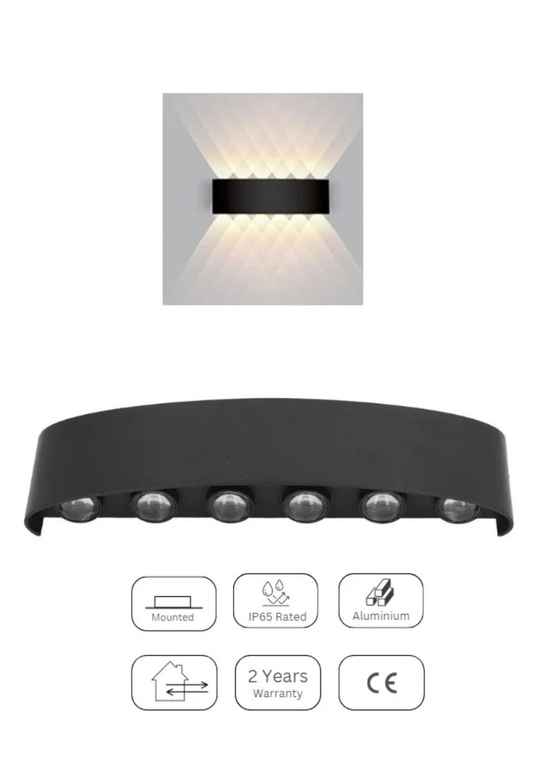Modern Black 12W LED Wall Light - Image 3
