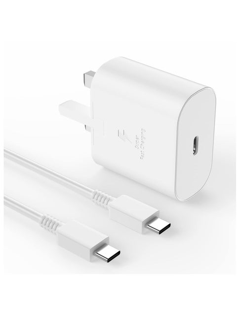محول شاحن سريع 25 وات لهاتف Samsung Galaxy S23 و S22 و S22Ultra و S22 + و S21 و S20 و A32 و A33 و A53 ​​و A73 و USB C فائق السرعة مع كابل شحن 1.5 م من النوع C