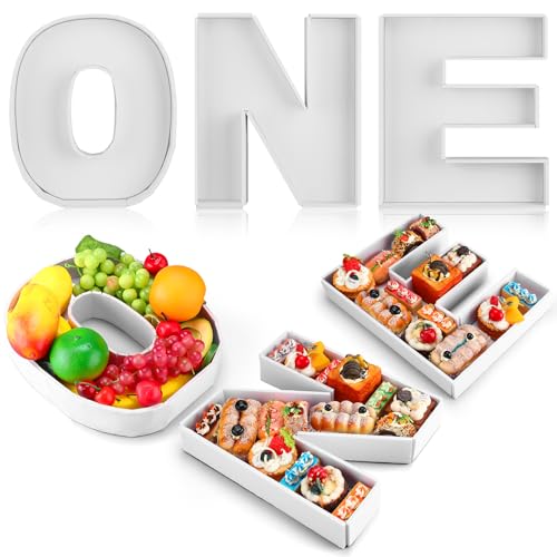 Rossesay 3 Pcs Large Charcuterie Letter 12'' Fillable Tray Charcuterie Box DIY Cardboard Letter Trays for Food 1st 2nd Birthday Anniversary Baby Shower Party Dessert Table(One) - Image 1