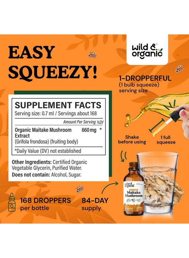 Wild & Organic Maitake Mushroom Tincture - Immune Support Supplement - Liquid Maitake Mushroom Extract - Vegan, Sugar & Alcohol-Free Drops - 4 fl oz - Image 3