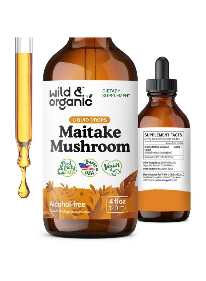 Wild & Organic Maitake Mushroom Tincture - Immune Support Supplement - Liquid Maitake Mushroom Extract - Vegan, Sugar & Alcohol-Free Drops - 4 fl oz - Image 1