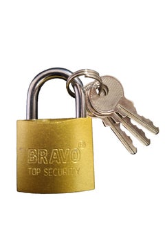 Bravo Security Lock for Warehouses and Motorcycles, 50mm, Set of 3 Keys and 1 Lock, Silver 