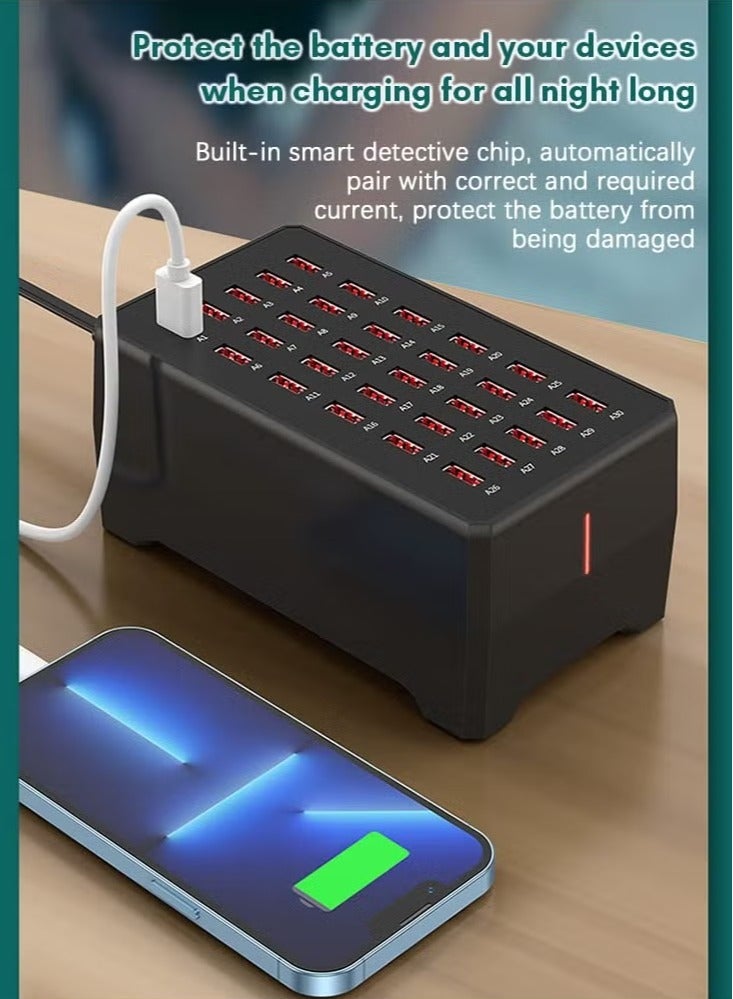 ELTRAZONE USB Charging Station 30-Port 150W High-Speed Multi-Port Charger for Smartphones, Tablets & More, Travel Desktop Organizer – Compact & Efficient Power Hub for Home, Office & Travel Use - Image 3