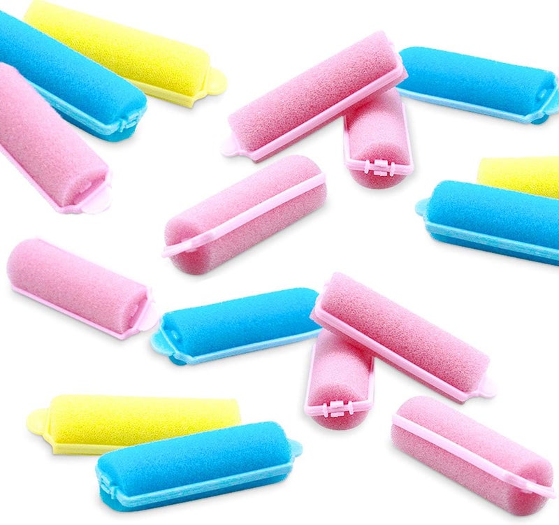 36 Pieces Foam Sponge Hair Rollers Soft Curlers for Short Hair Mini Roll Curl Artifact Hair Styling Curlers for Women and Girls DIY Hairdressing 20mm Pink Yellow Blue