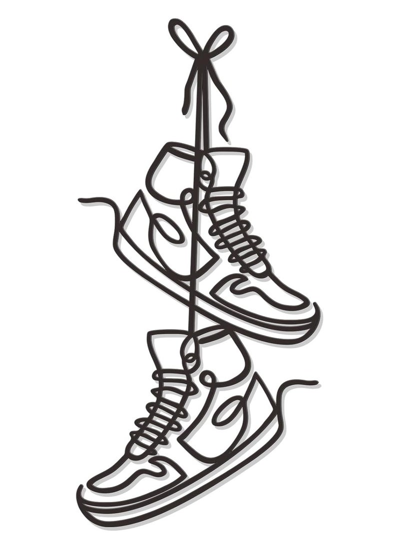 MIRFA Wooden Wall Art With Self Adhesive Base - Black (Pair of Sneakers)  - Image 1