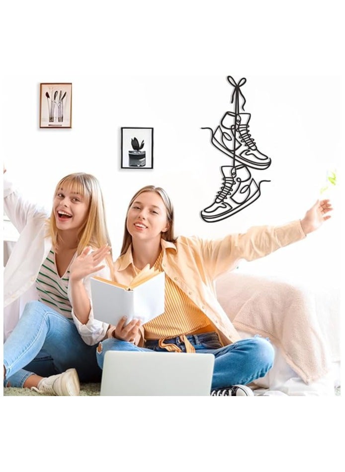 MIRFA Wooden Wall Art With Self Adhesive Base - Black (Pair of Sneakers)  - Image 2