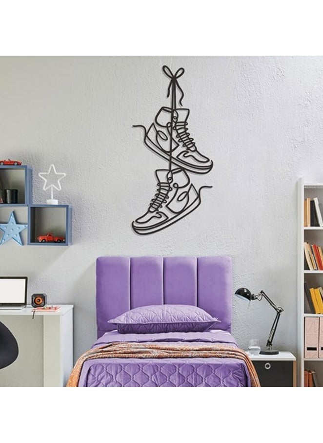 MIRFA Wooden Wall Art With Self Adhesive Base - Black (Pair of Sneakers)  - Image 3